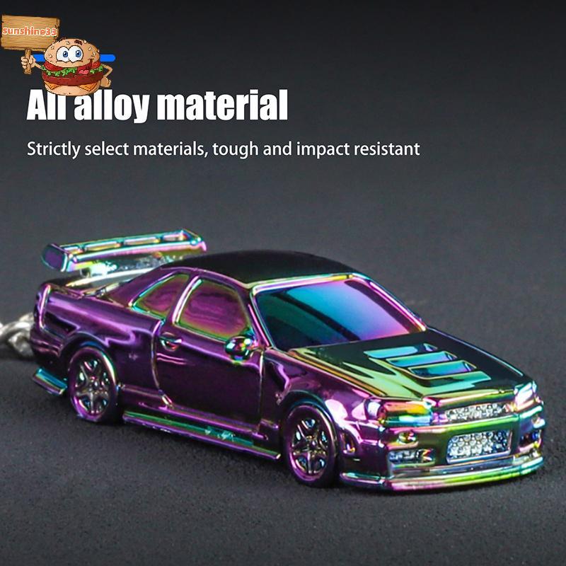 Sun 1:64 Scale GTR-R34 RS7 รถของเล่นรถโลหะDiecastพวงกุญแจElectroplatingภาพวาดพวงกุญแจเด็กสําหรับเพื่