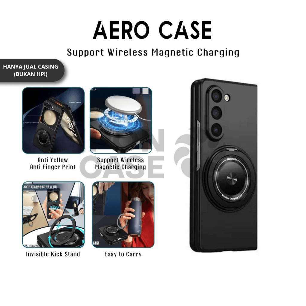 AERO CASE CASING ROTARY RING STAND MAGNET สําหรับ SAMSUNG Z FOLD 8 ULTRA Z FOLD 8 / Z FOLD 7 / Z FOL