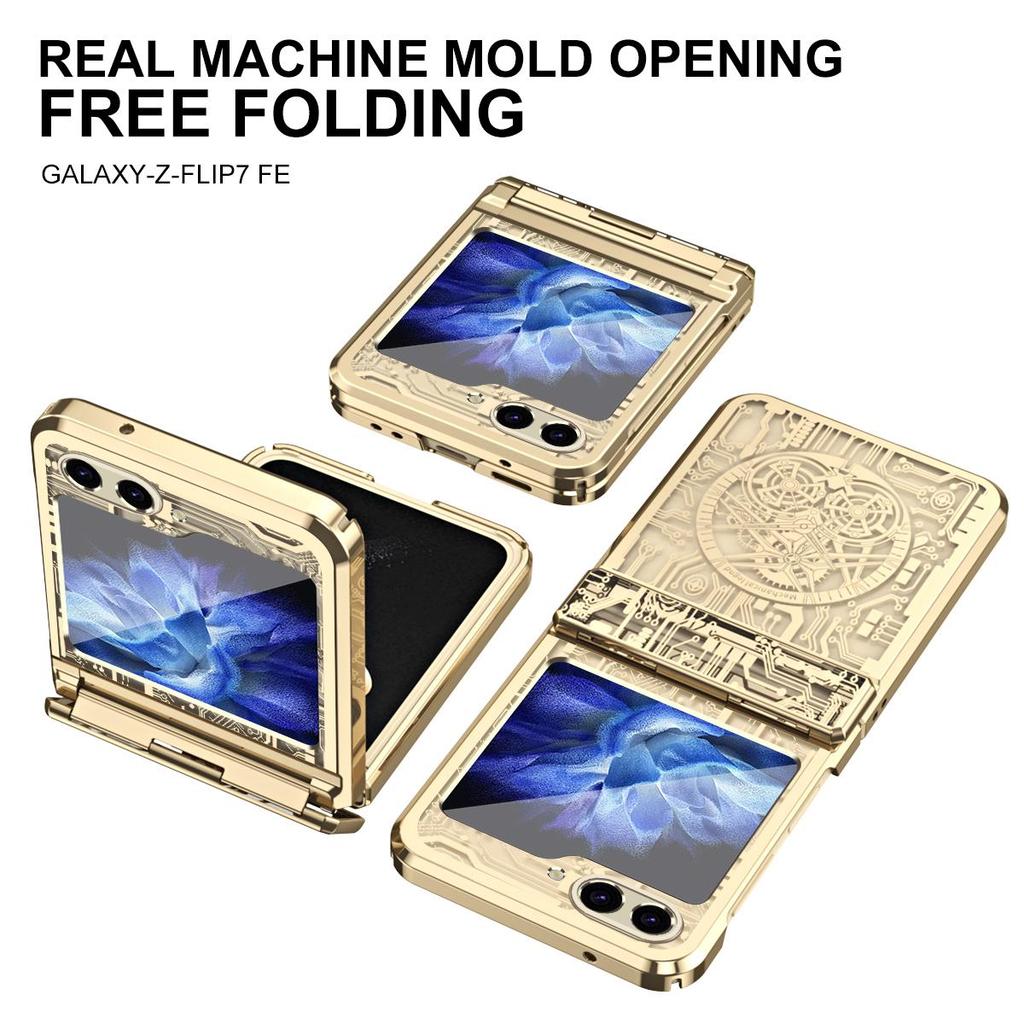 สําหรับ Samsung Galaxy Z Flip7 FE Mechanical Legend Electroplated พับกรณีบานพับป้องกันเต็มรูปแบบกันกระแทกฝาครอบโทรศัพท์