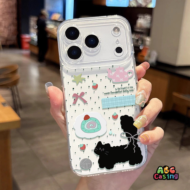 เคสไอโฟน17 เข้ากันได้กับ IPhone 17 15 16 14 11 12 13 Pro Max 7 8 14 16 15 Plus X XR XSMax SE เคสซิลิโคนใสลายขนมแมวน่ารัก