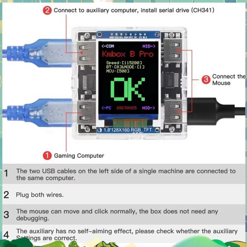 Kmbox B+ Pro AI ตัวควบคุมเมาส์ที่สําคัญเสริม Dual USB กดรองรับสําหรับ DMA คอมพิวเตอร์คู่พร้อม LCD