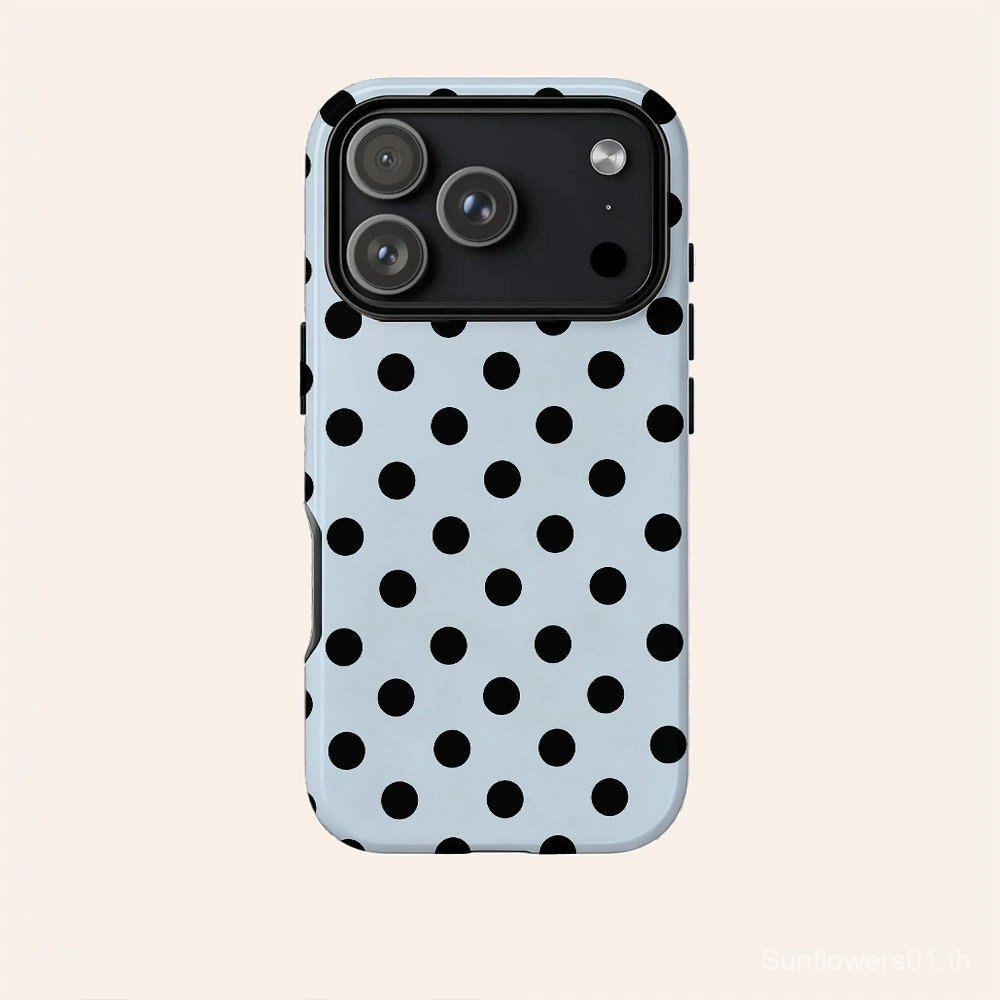 Ins Simple Blue Polka Dot เคสโทรศัพท์ฟิล์มสองในหนึ่งเดียวเหมาะสําหรับiPhone16/15/13/12/11/17ProMax/S