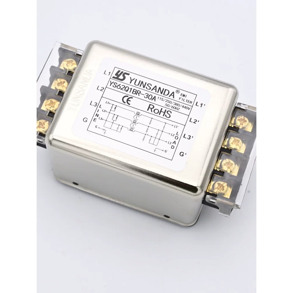 YUNSANDA ขนาดเล็ก 380V Three-Phase สามสาย Rail Power Filter YS62Q1BR-20A-R จัดส่งฟรี
