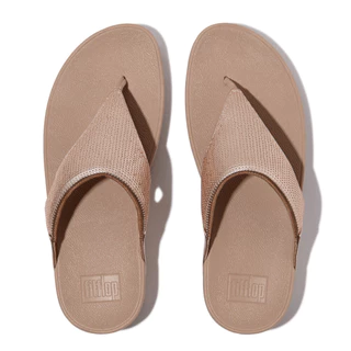 FITFLOP LULU SEQUIN TOE-POST SANDALS รองเท้าแตะแบบหูหนีบผู้หญิง รุ่น JF3-B41 สี BEIGE