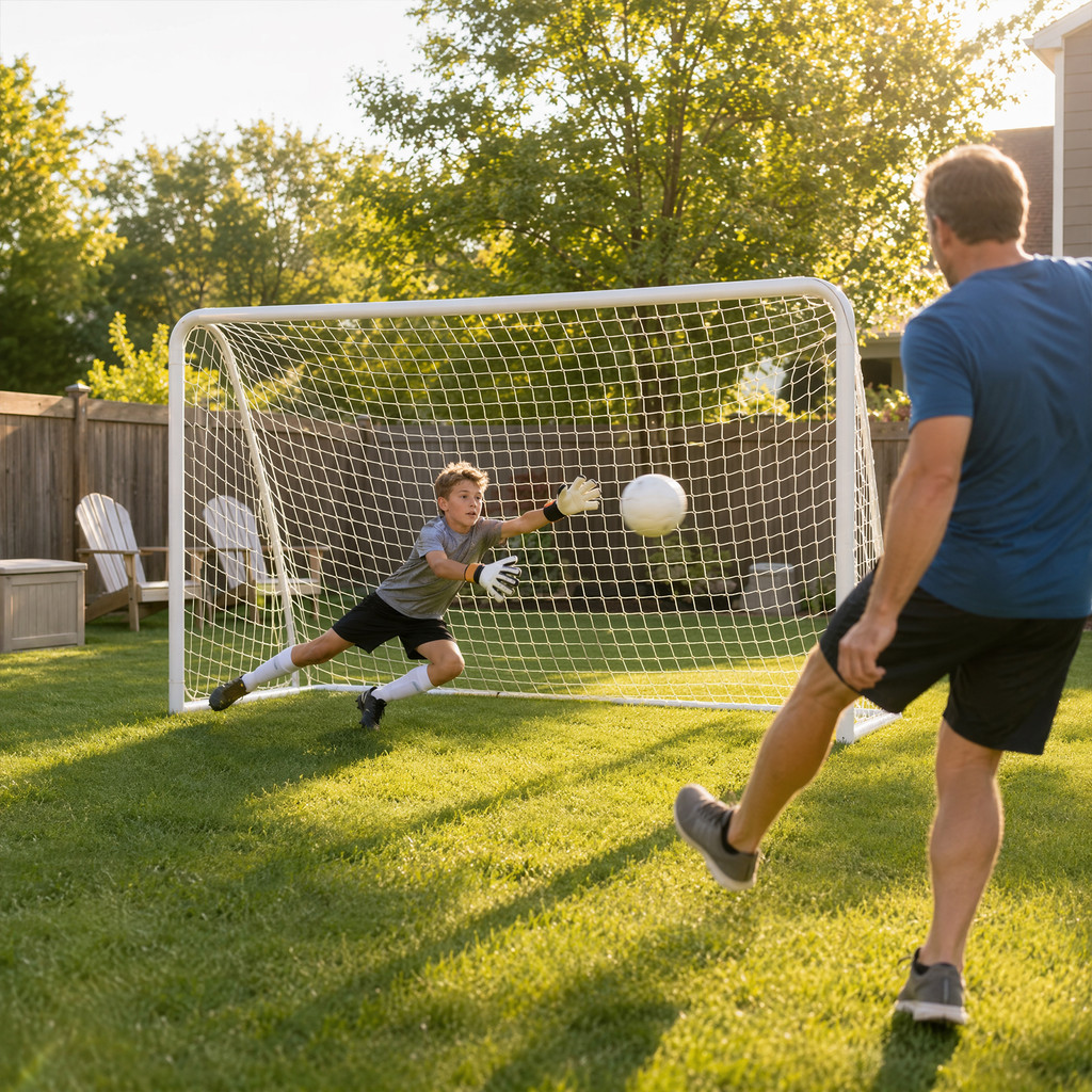 12x6FT Heavy Duty Football Goal Net White PE Replacement สําหรับ Backyards