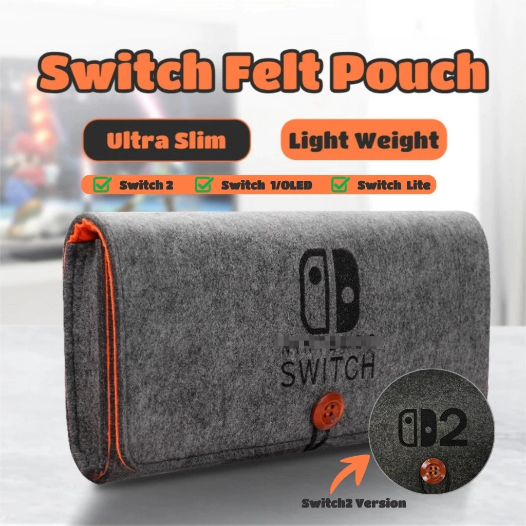 Switch Felt Pouch for Switch 1/ 2/ OLED/ Lite Portable Carrying Bag 4/5 Game Cartridges Card Slot [สต๊อกในพื้นที่]