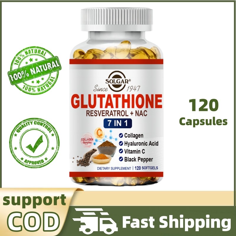 Solgar Glutathione Resveratrol + NAC 7 in 1 ช่วยบำรุงผิวให้ดูสดใส พร้อมคอลลาเจนและวิตามินซี