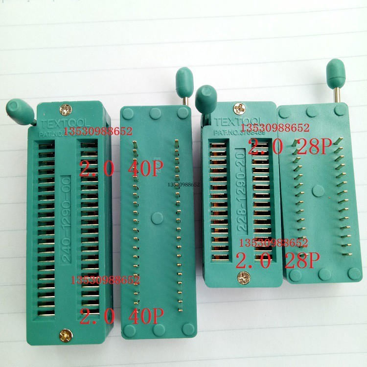 Universal Locking Test Socket 40PIN Pitch 2.0MM Gold-Plated Pin IC Aging Test Socket 28P