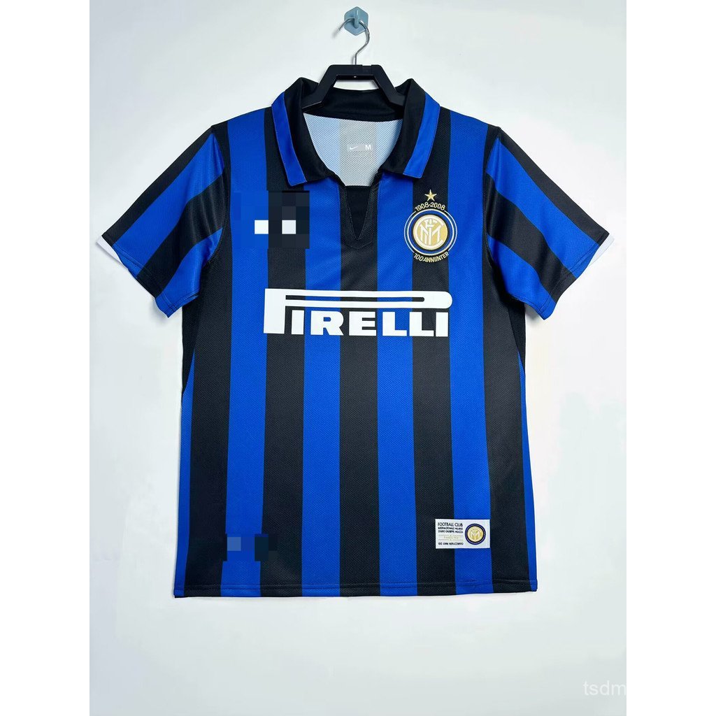 International Milan 2007-08 เสื้อสเวตเตอร์แขนสั้น Retro Home Jersey 4A8U