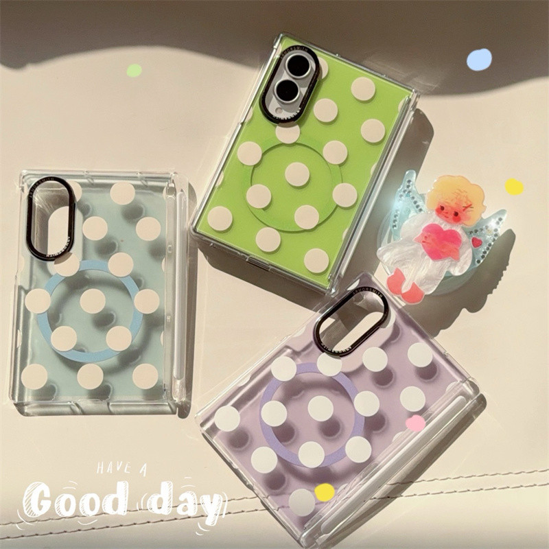 Ins Clear Wave Point Magnetic Bracket สร้อยข้อมือเคสโทรศัพท์สําหรับ Samsung Galaxy Z พับ 8 Ultra 7 ฝ