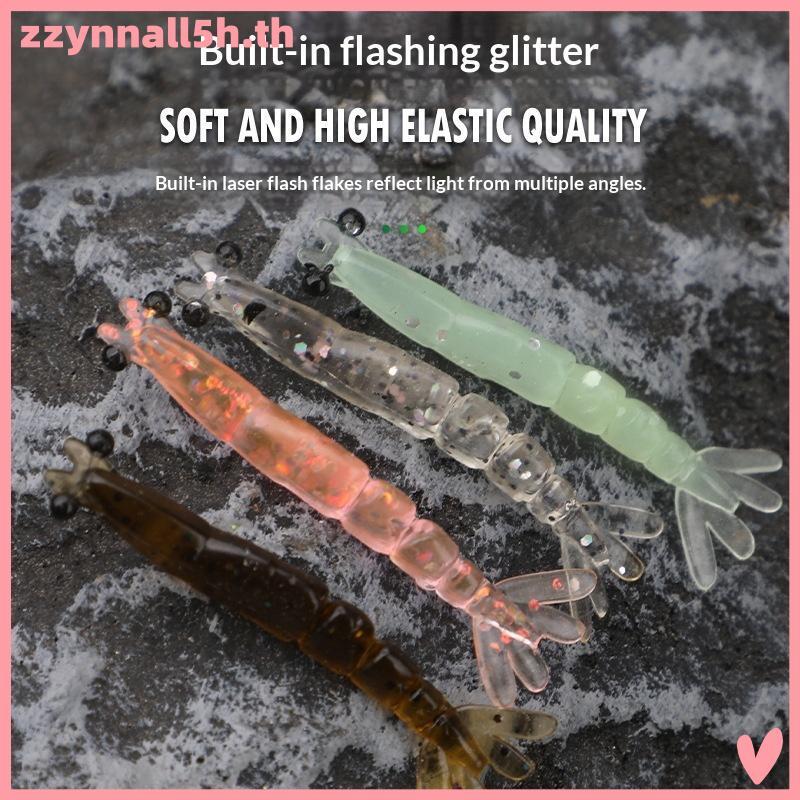 Zzynnall5h 20PCS Mini Soft Worm กุ้งตกปลา Lure 0.4g/40mm เหยื่อประดิษฐ์ Bass ซิลิโคน Fishing Tale .
