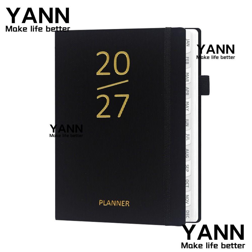 YANN Agenda Book, Planner Reminder Textured PU 2027 Schedule Book,แบบพกพาทํารายการA5 Daily Planner B