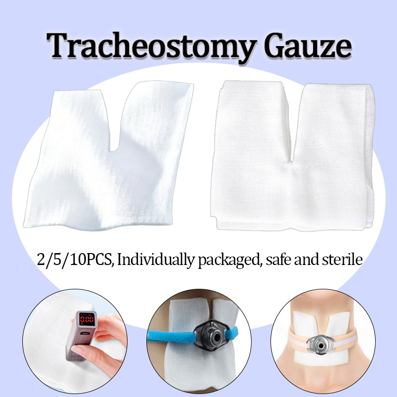 ทางการแพทย์ Tracheostomy Gauze Pre-Cut V-Shaped Leak-proof White Gauze Pads ฆ่าเชื้อปราศจากเชื้อแผล 