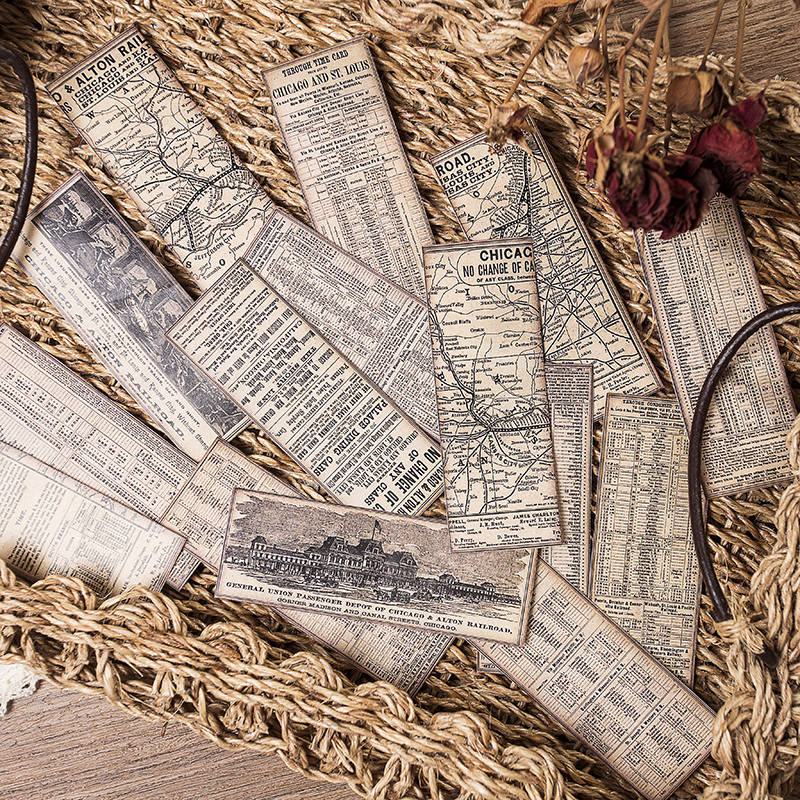Junk journal Retro Distressed Style Handbook Sticker Old-fashioned Tag English Bill Stamp Long Base