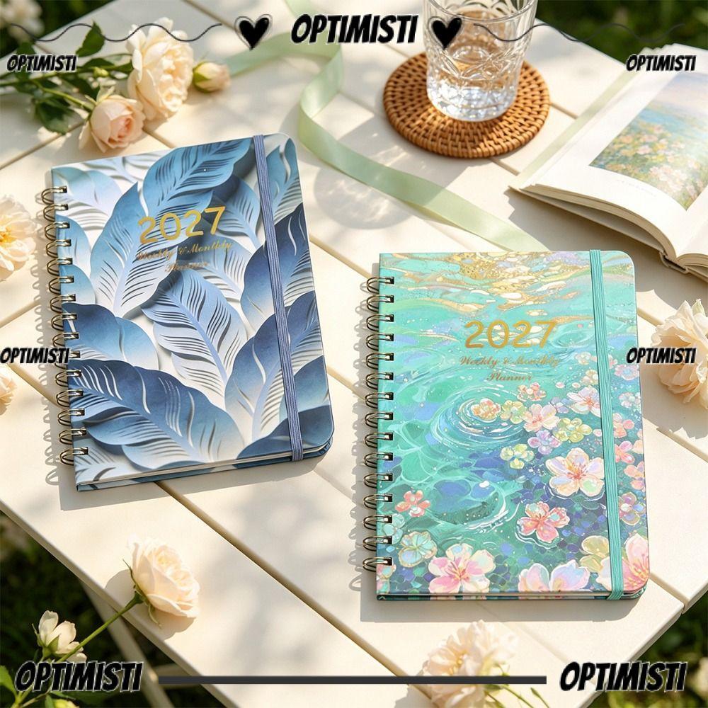 OPTIMISTI8E 2027 หนังสือกําหนดการ, To Do List Planner Reminder Agenda Book, Portable A5 Textured PU 