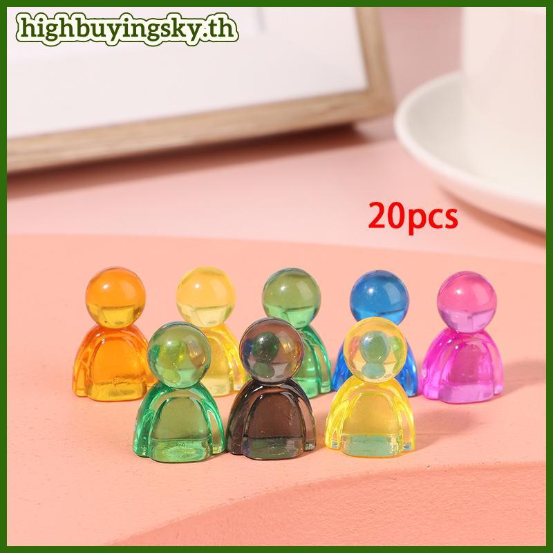 HSTH 20 ชิ้น 24*16*12 มิลลิเมตรเกมเครื่องหมายอะคริลิค Interact เกมที่มีสีสัน Humanoid หมากรุกชิ้นสําหรับเกมกระดานการ์ดอุปกรณ์เสริม HSTH