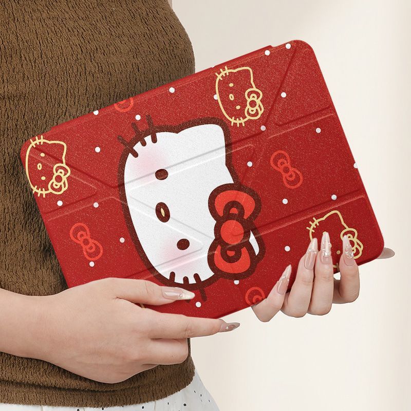 [โชคดี] Red Hello Kitty ipad7/8/9th Generation air6/5 เคสป้องกัน pro37 cm A16 เคสแท็บเล็ต MINI6 เคสป