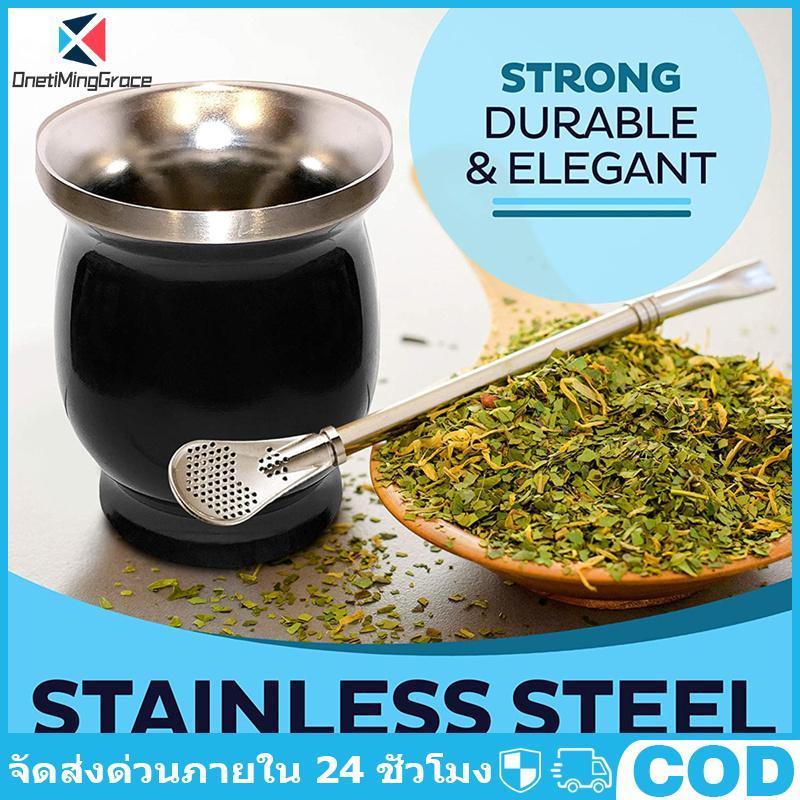 OnetiMingGrace Yerba Mate Gourd Set Double-Wall Stainless Steel Mate Tea Cup and illa Set COD