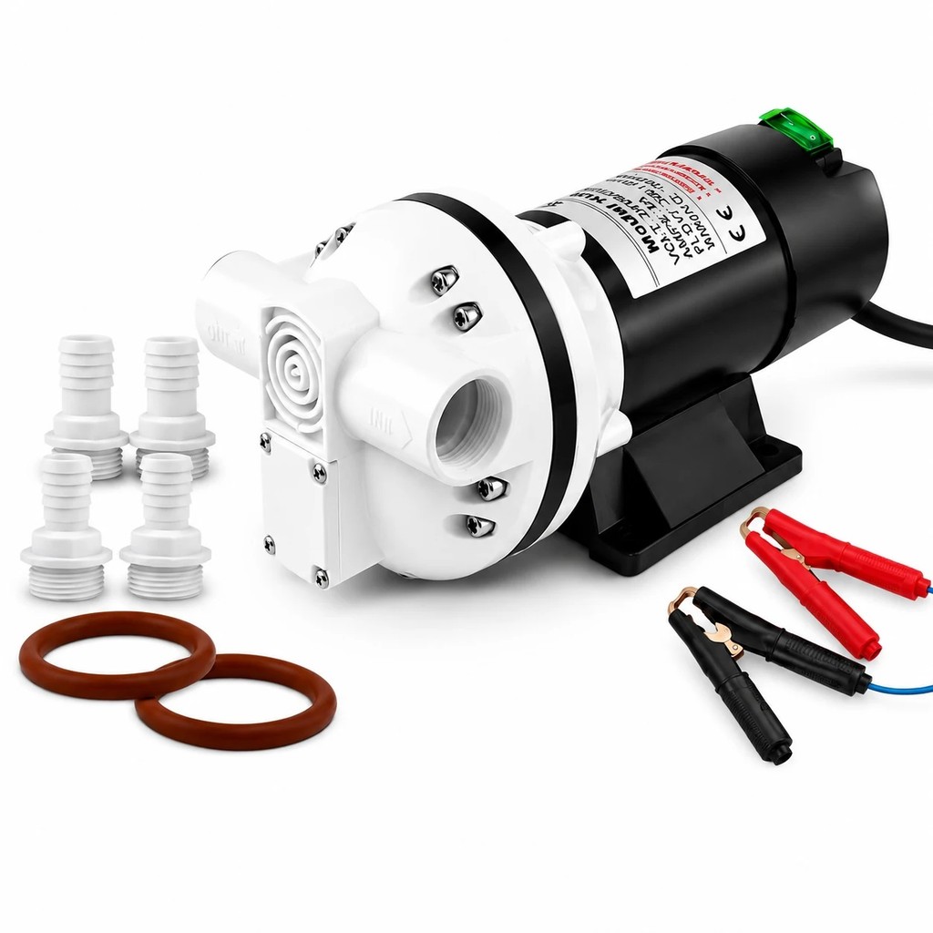 N0N5 ไฟฟ้า Self-Priming ปั๊ม 38LPM 2A 12V 24V ปั๊มน้ําเคมีพร้อมอุปกรณ์ท่อสําหรับ Transfer