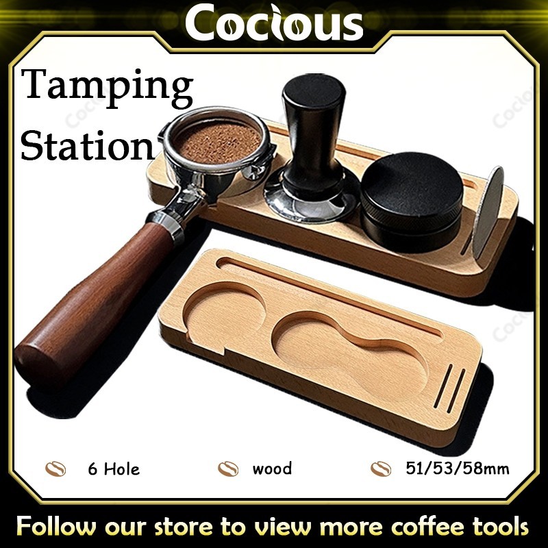 Wooden Coffee Tamper Stand Espresso Tamper Station for Barista Espresso Shop 51/53/58mm Coffee Tampi