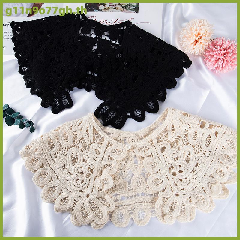 GNH เสื้อคอตุ๊กตาคอกลมสำหรับผู้หญิงเสื้อถักลูกไม้แบบกลวงสามารถถอดออกได้