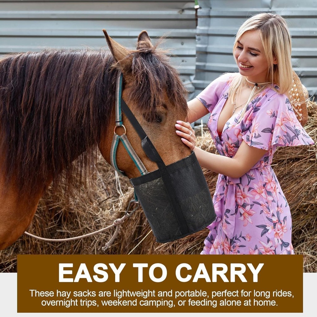 Cross-Border Horse Hay Feeding Bag Horse Food Bag Animal Feed Bag Adjustable Horse Halter Neck Feedi