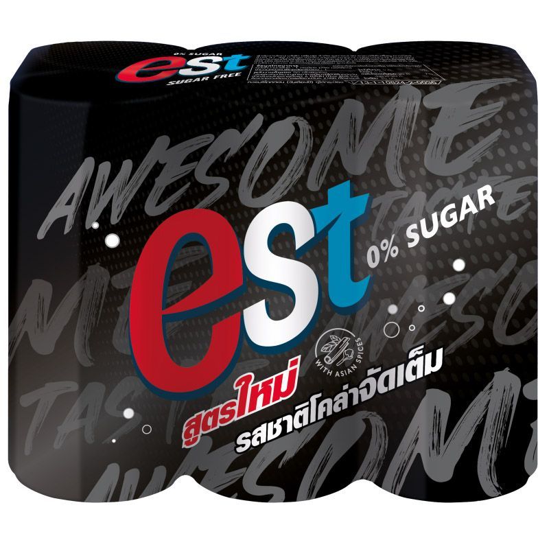 เอสกลิ่นโคล่าไม่มีน้ำตาล 325มล. แพค 6 Est Sugar Free Can 325ml. Pack 6 [หมายเลขบาร์โค้ด 8851952112523]