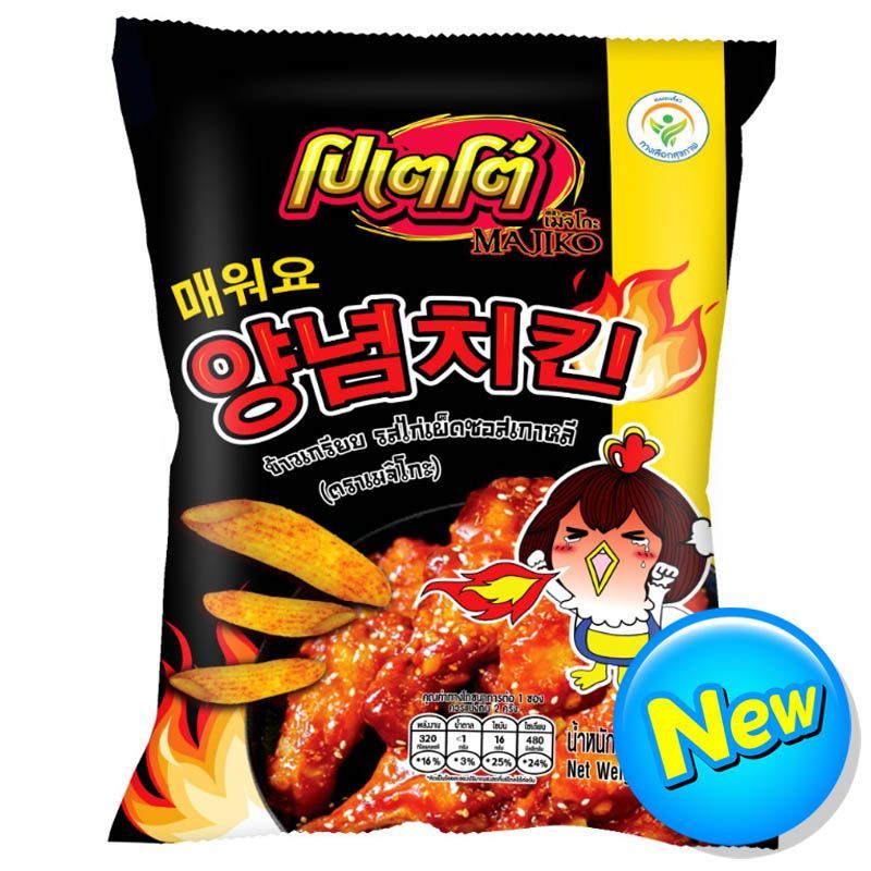 เมจิโกะข้าวเกรียบรสไก่เผ็ดซอสเกาหลี 60กรัม Majiko KoreanChickenSpicy 60g [หมายเลขบาร์โค้ด 8850548011394]