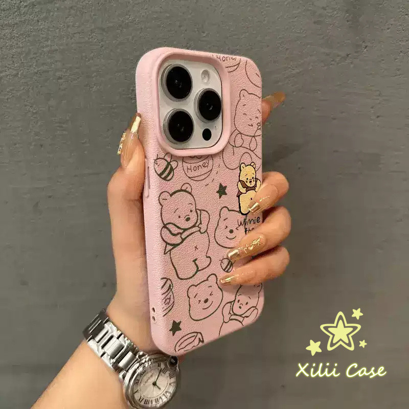 เคสลายหนัง ลายหมีวินนี่ สีพาสเทล Samsung A06 A07 A15 A16 S23 S24 S25 Ultra S24FE A34 A36 A35 A17 A26 A56 A54 A55 A05S
