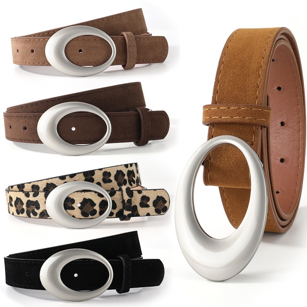 หญิง Y2K Retro Water Drop Buckle Belt Texture Belt
