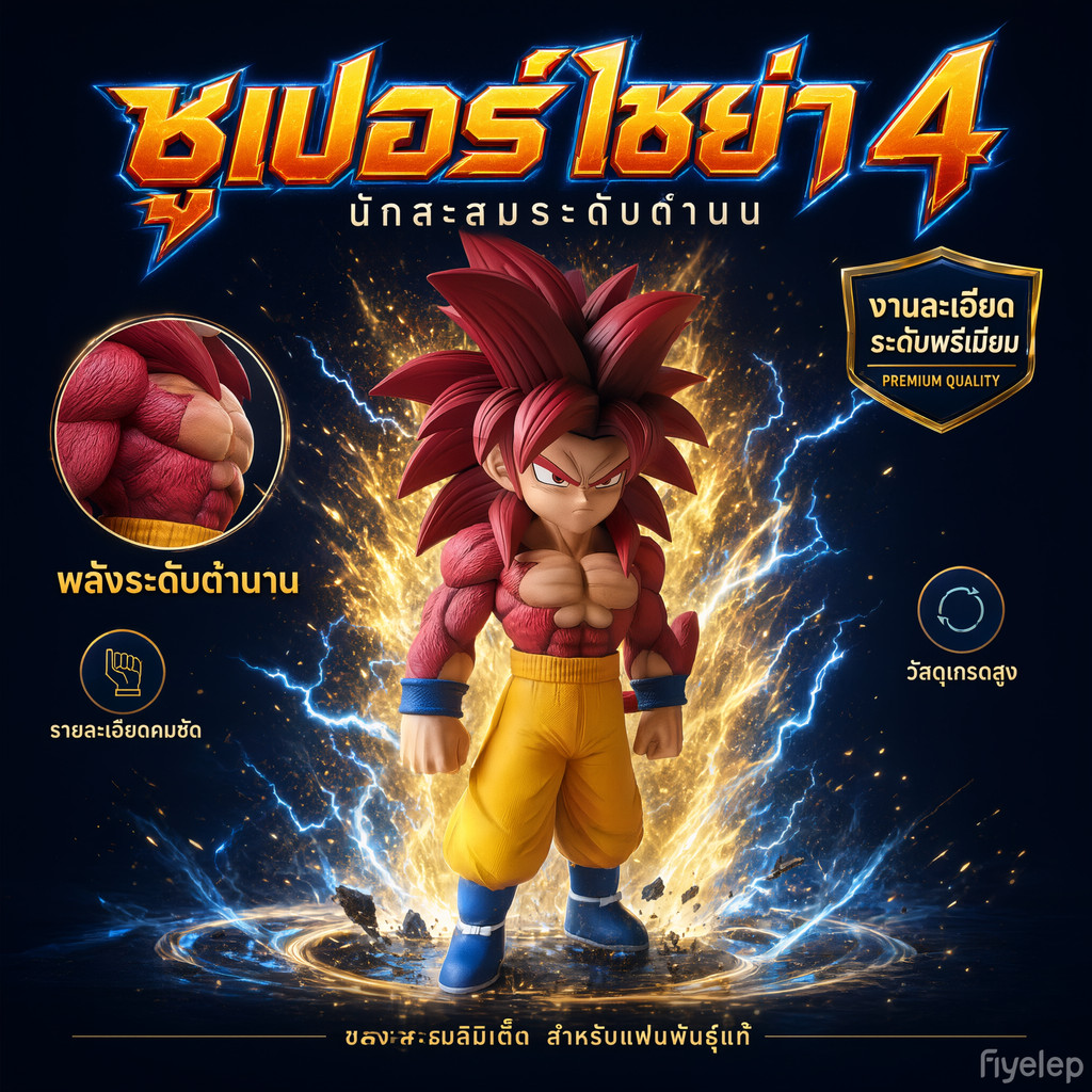 ฟิกเกอร์ โกคู SSJ4 (Daima) ไม้นีเรซิ่นแท้ 17ซม. งานพ่นสีมือ ของขวัญสายอนิเมะ