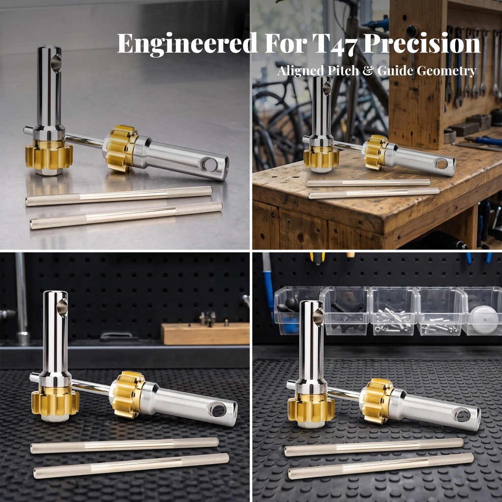 T47 Thread Tap Hand-Operated Bottom Bracket Thread Repair Tool Bottom Bracket Tap Anti-Slip Knurled 