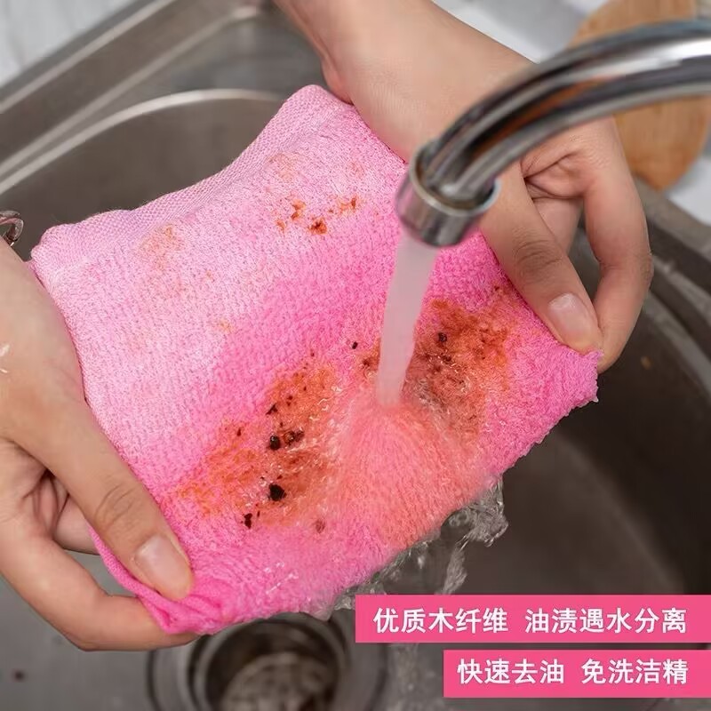 ของแท้ Great Removal ผ้าเช็ดจานไม้เส้นใยจานผ้าหนาครัวพิเศษจานผ้า Non-Oily Official Flagship Store YL