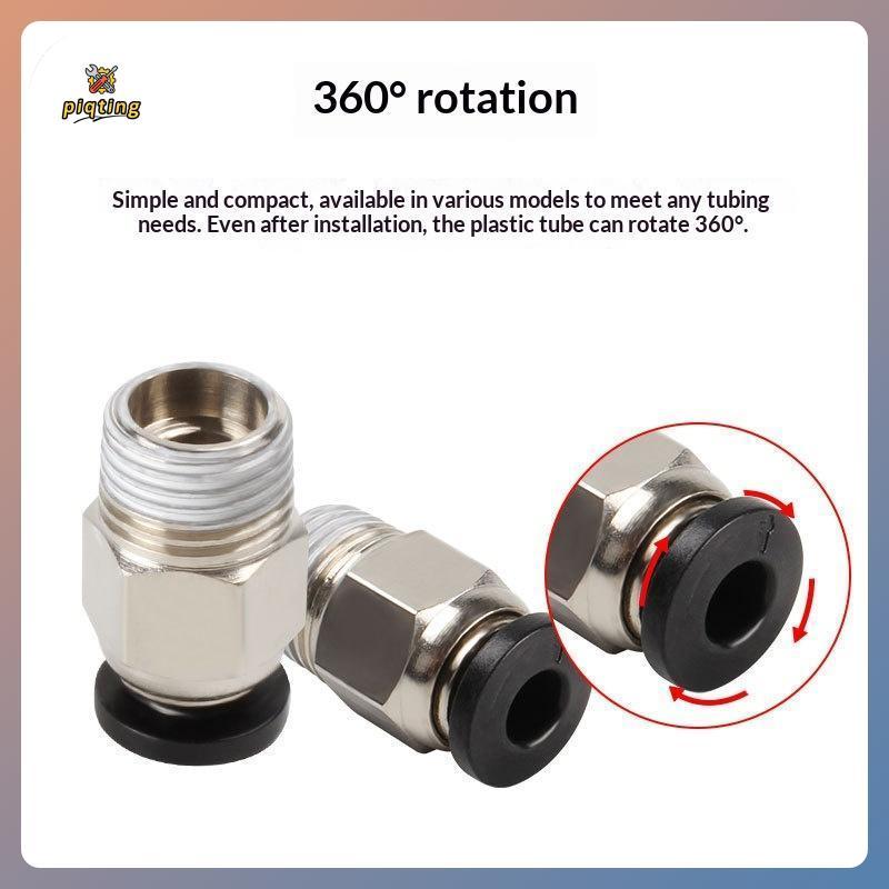 PP 3D เครื่องพิมพ์นิวเมติกอุปกรณ์เสริม 1 PC4-M6 PC4-M10 PC4-01 ชายตรงสําหรับท่อ PP