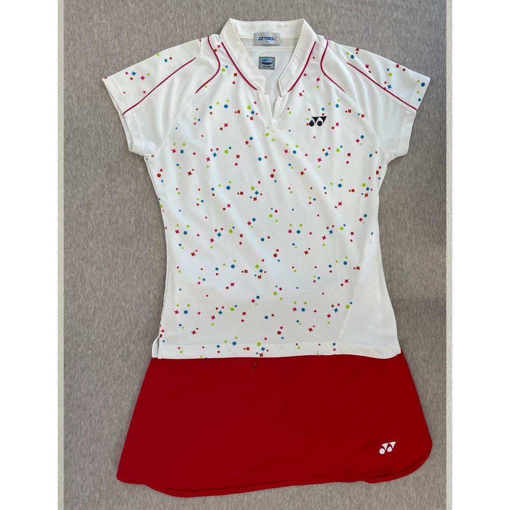 เสื้อแบดมินตันเทนนิสผู้หญิงประสิทธิภาพ - เสื้อโปโลพิมพ์ลายสีขาว
