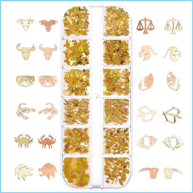 EZR Constellations Charms Zodiac 3D Alloy Zodiac Sign เล็บเคล็ดลับเครื่องประดับตกแต่ง