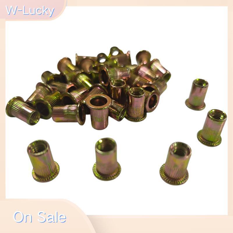 W-Lucky Rivet Nuts ชุด 50 ชิ้น M3 ถึง M8 เหล็กคาร์บอนความแข็งแรงสูงถั่วตาบอดสําหรับ Auto Body Repair
