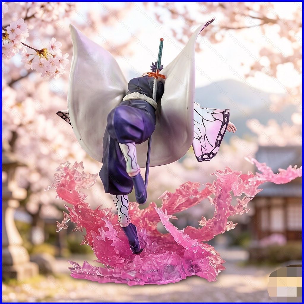 ZY1 Demon Slayer Kochou Shinobu Action Figure ผีเสื้อ Cherry Blossom Effect ฐานอะนิเมะเครื่องประดับ 
