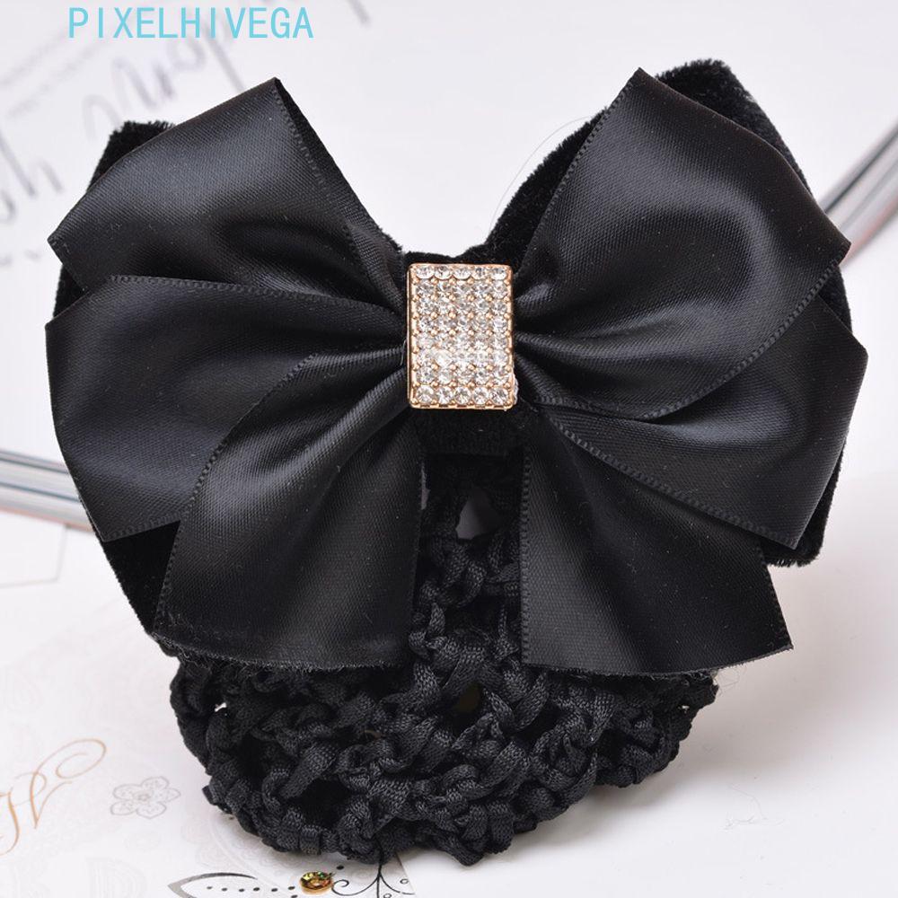 PIXELHIVEGA ผู้หญิงฤดูใบไม้ผลิคลิป Elegant Sweet Hotel Headwear Vintage Zircon Hairgrips ฝาครอบสุทธิ