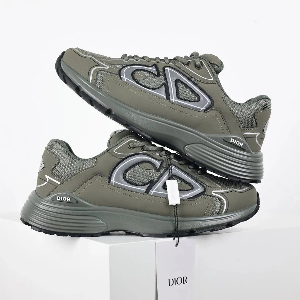 [สต๊อกพร้อมจัดส่งฟรี][สินค้าต้นฉบับเป็นศูนย์] STONE ISLAND x DIOR DIOR B30 CD Shoes Round Toe Lace-U