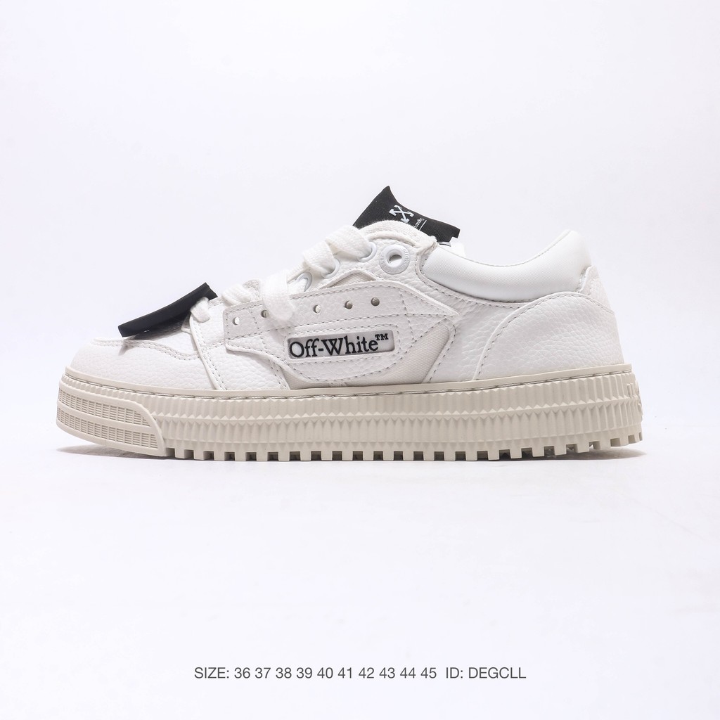 OFF-WHITE Off Court Leather Casual Shoes รองเท้าผ้าใบแฟชั่น Anti-slip Wear-resistant Unisex