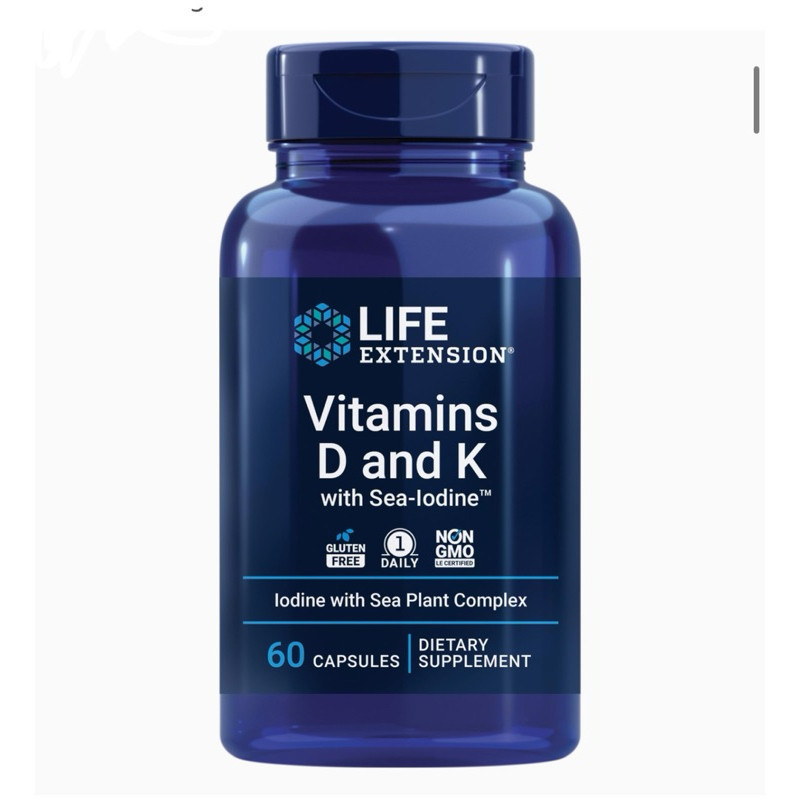 Life Extension Vitamins D & K with Sea-Iodine วิตามิน D3 K1 K2 และไอโอดีน ดูแลกระดูกและสุขภาพร่างกาย