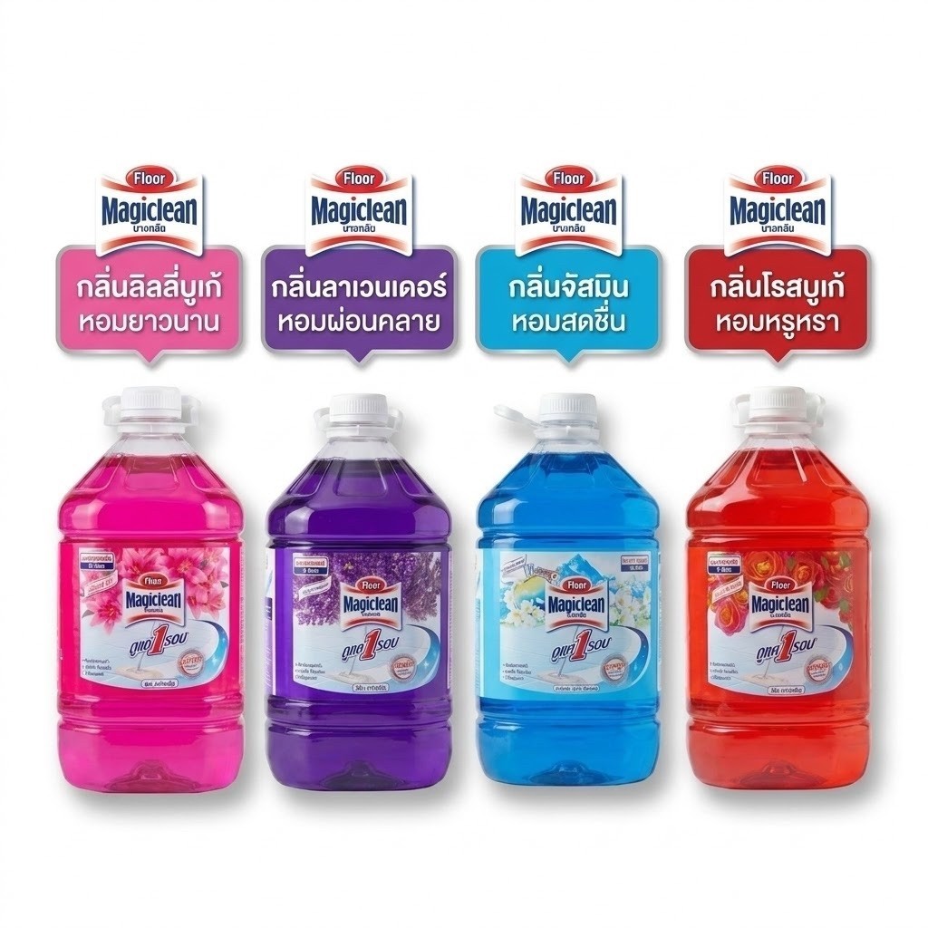 [5 ลิตร/1แกนลอน] มาจิคลีน น้ำยาถูพื้น  5,000 มล. ไซส์แกลลอน Magiclean Floor cleaner 5,000ml Gallon 4 กลิ่น