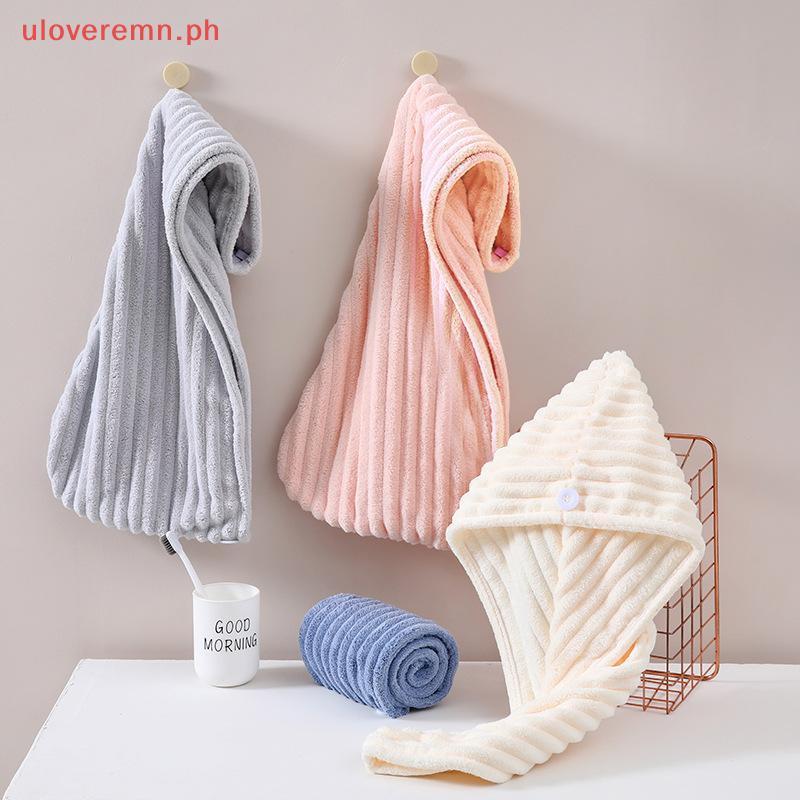 Uloveremn Coral Fleece Hair Drying Turban Soft Fast Absorbent Wet Hair PH