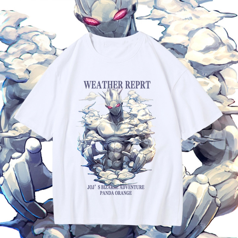Jojo Stone Ocean Pucci Weather Report แขนสั้น 100% cotton คอลล์กลม ทั้งเพศ S-5XL [COD|พร้อมส่ง]