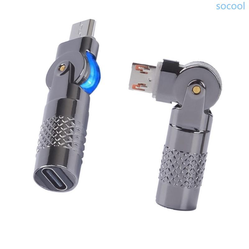 Soc* อะแดปเตอร์ USB อลูมิเนียม Type C เป็น Type C หมุนได้ 90 องศาสําหรับสมาร์ทโฟน