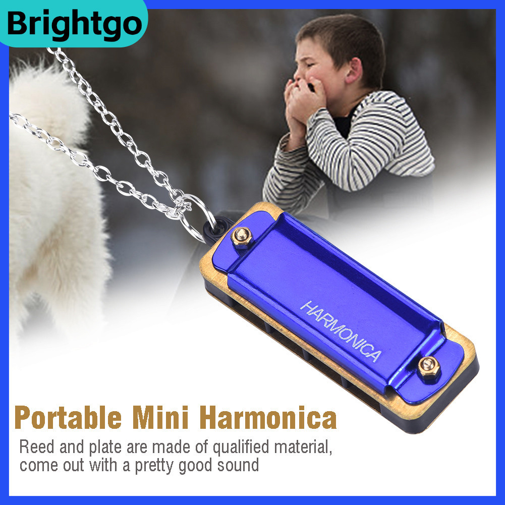Brightgo-th Brightgo-th Ejoyous ฮาร์โมนิก้าสร้อยคอคอ 4 หลุม 8 โทนแบบพกพามินิเครื่องดนตรีเครื่องดนตรี