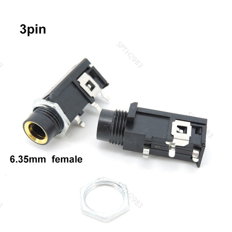 6.35 มม.3pin 1/4 นิ้ว 6.5 Mono ปลั๊กซ็อกเก็ตแผง PCB หญิง Mount Audio แจ็คลําโพงเชื่อมต่อ TH29B3