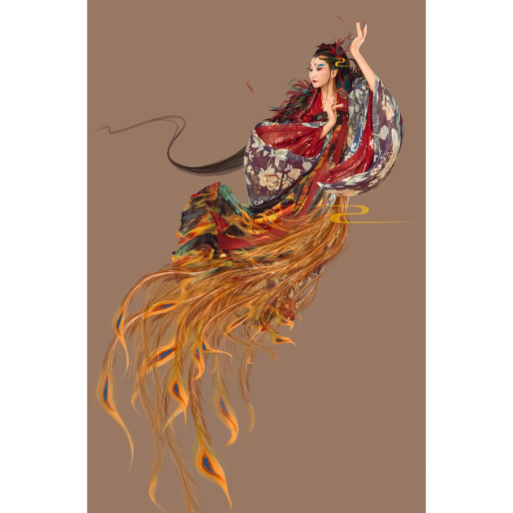 [sh-005] E-Commercial Stroke Phoenix God Bird สีสัน Phoenix Peacock Feather Buckle-Free Tail