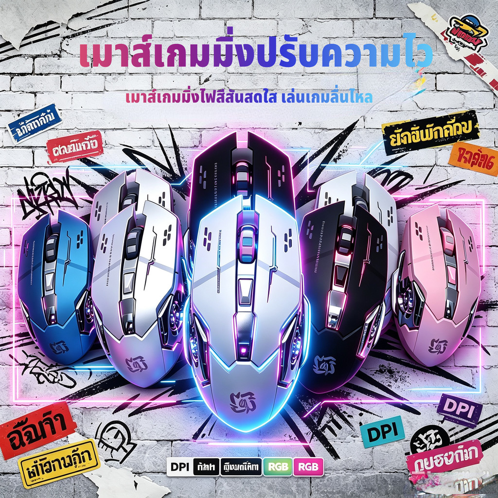 【เมาส์ไร้สาย/Wireless mouse】Optical Macro RGB Gaming Mouse เมาส์เกมมิ่ง ออฟติคอล ตั้งมาโครคีย์ได้ ความแม่นยำสูงปรับ X13